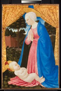 Virgin adoring the Child, sent 1400-tal (tempera med oljeglasyr och guld på panel)